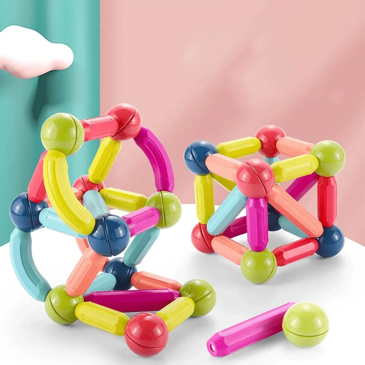 Magnetic Building Blocks Set - 64 Pieces