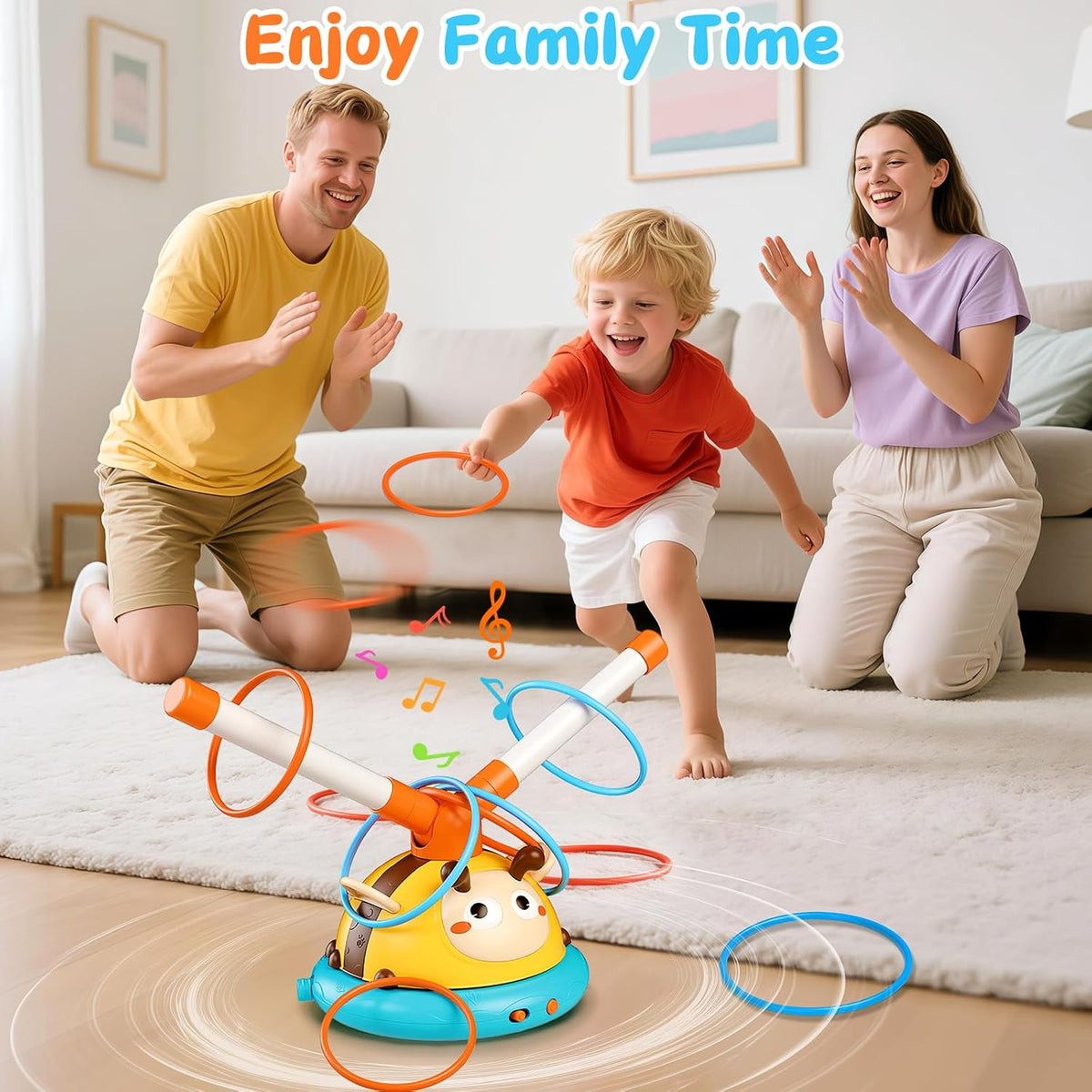 HoneyBee 4-in-1 Activity Toy – Ring Toss, Baseball, Rocket & Jump Game