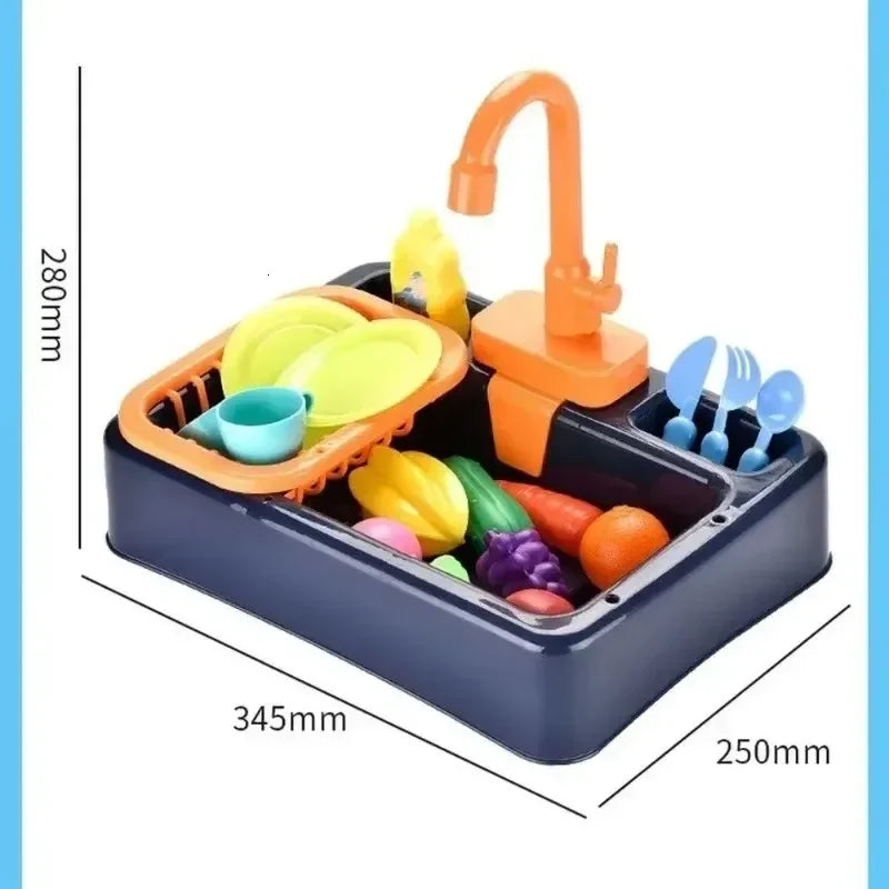 Kids Pretend Play Kitchen Set – Interactive Dishwasher & Water Sink Toy