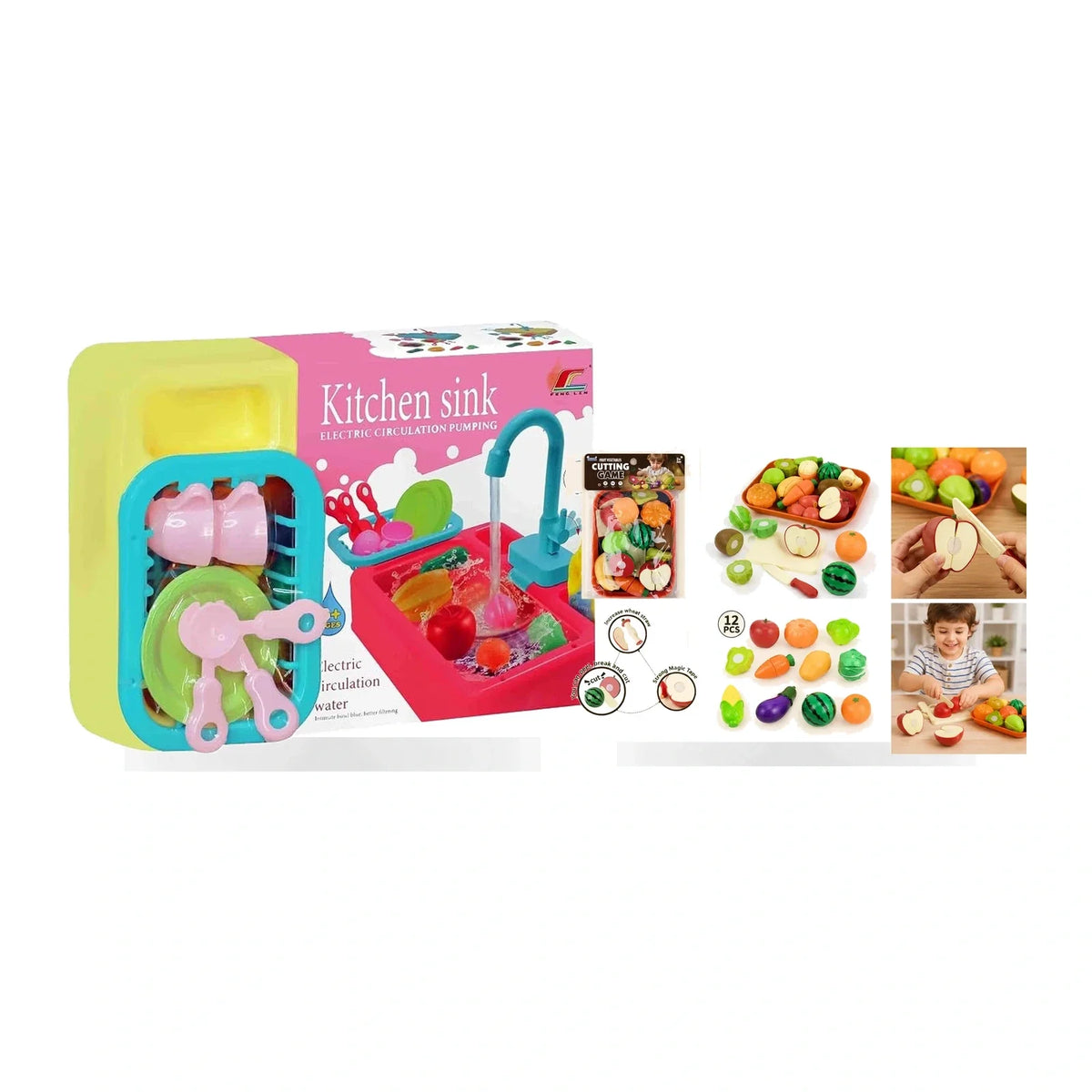 Chef & Kitchen Sensory Play Bundle (Sink + Fruit Cutting)