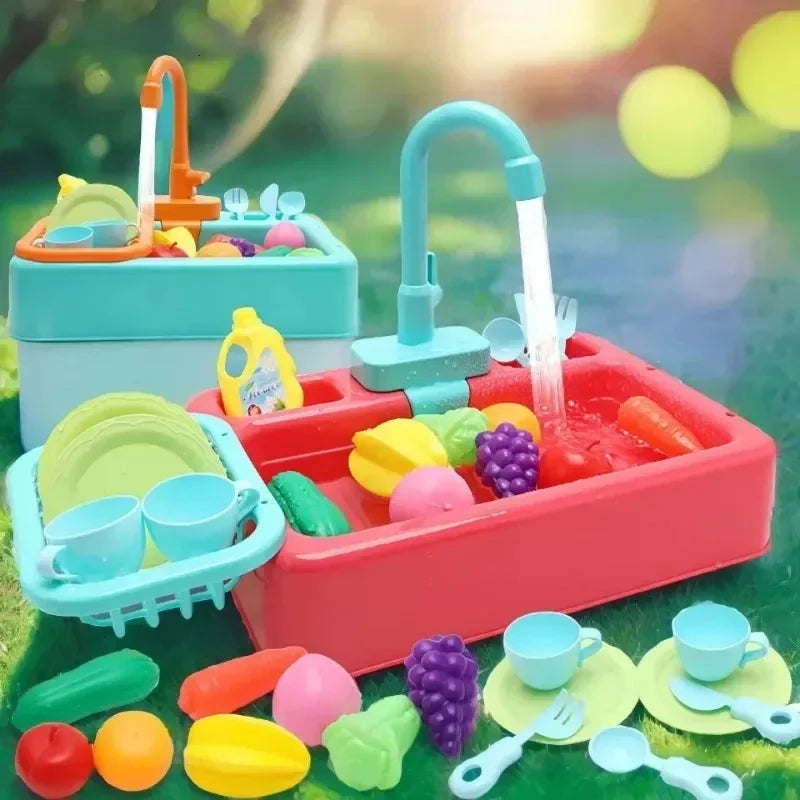 Kids Pretend Play Kitchen Set – Interactive Dishwasher & Water Sink Toy
