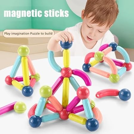 Magnetic Building Blocks Set - 64 Pieces