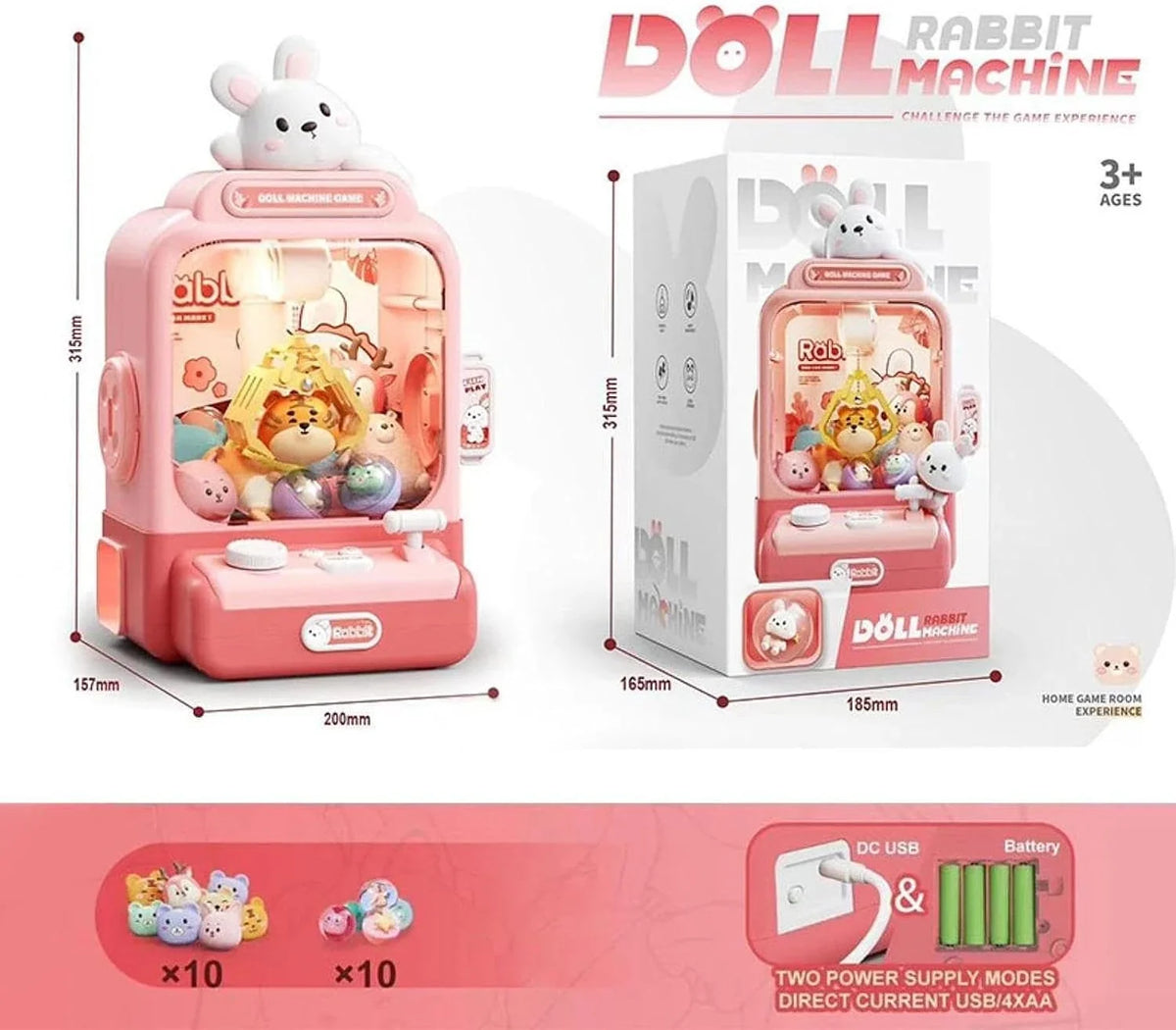 Rabbit Claw Machine Mini Arcade & Reusable Magic Water Art Duo