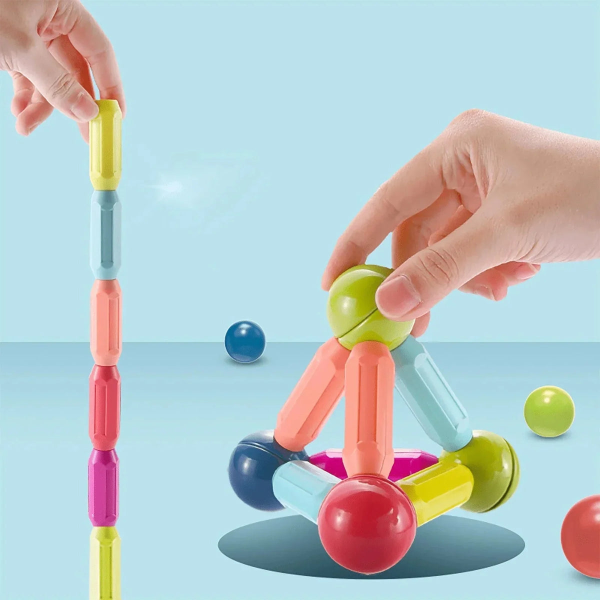 Magnetic Building Blocks Set - 64 Pieces