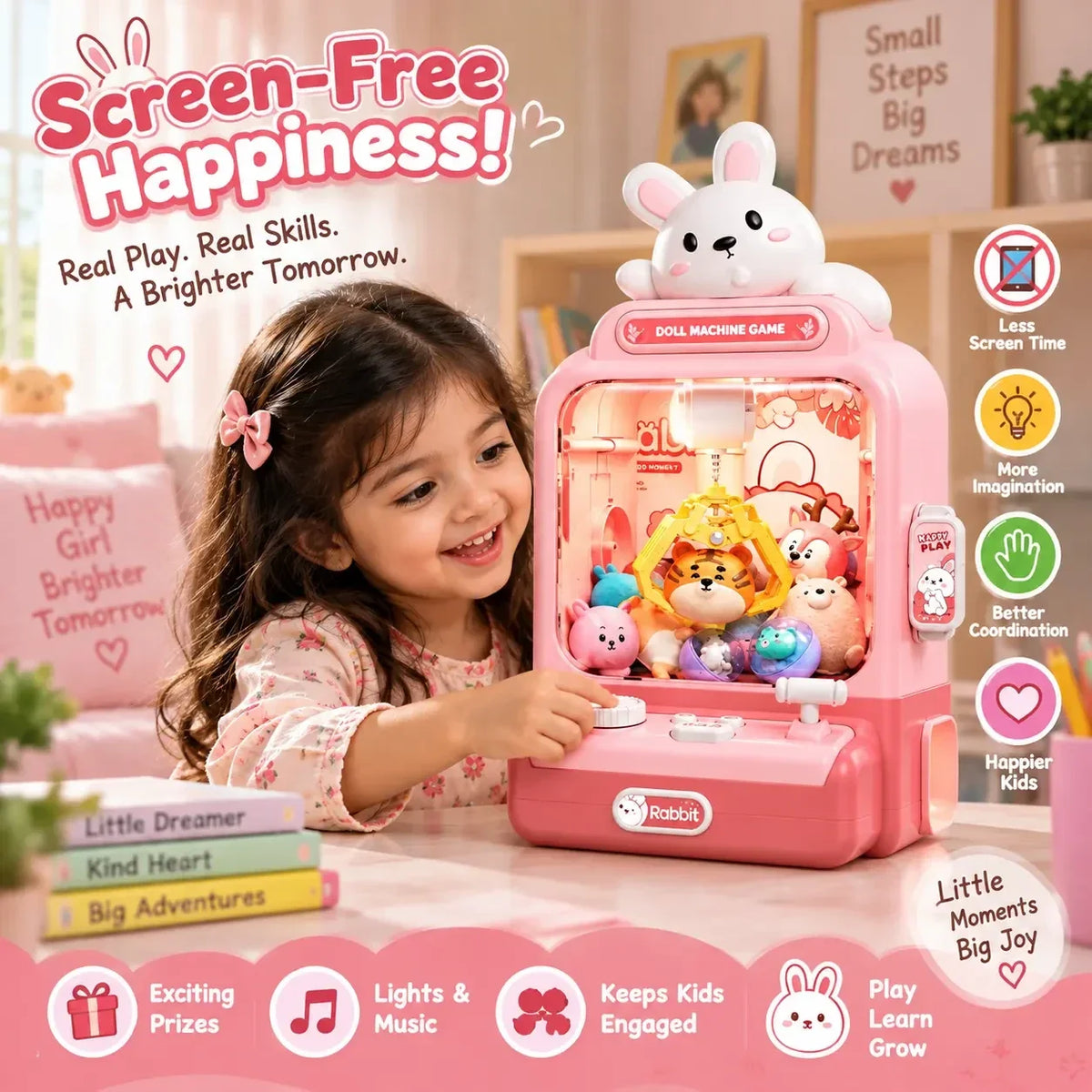 Rabbit Claw Machine Mini Arcade & Reusable Magic Water Art Duo