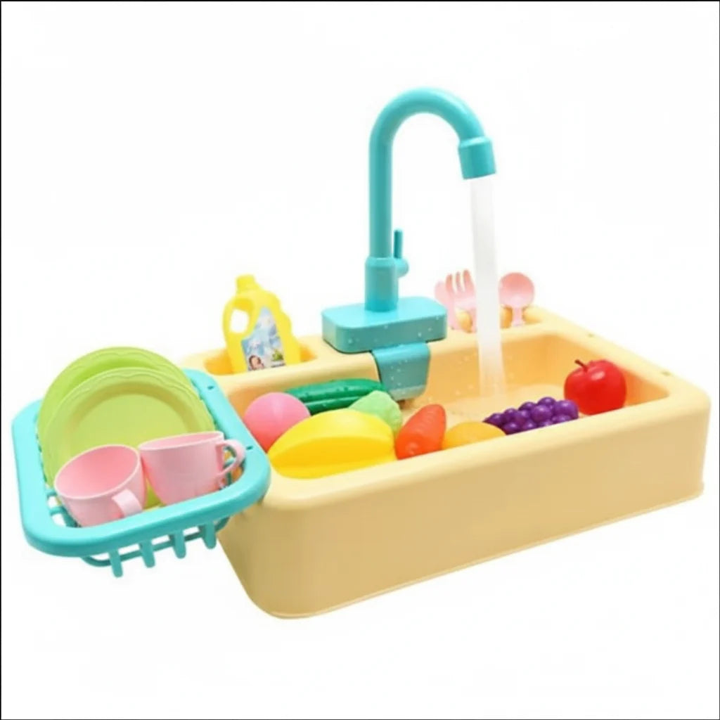 Kids Pretend Play Kitchen Set – Interactive Dishwasher & Water Sink Toy