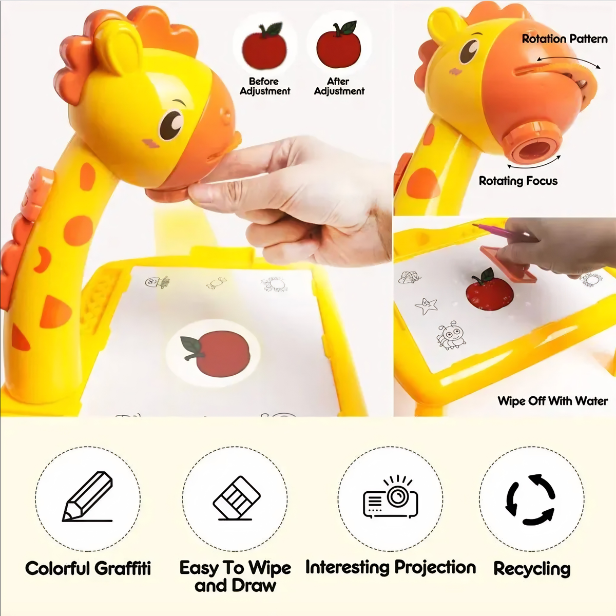 Giraffe Glow and Graffiti Study Table for Kids