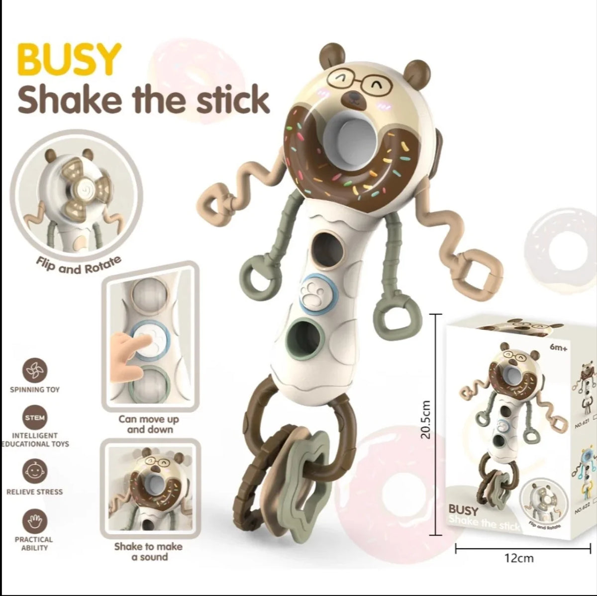 Busy Bear Shake Rattle Toy for Babies