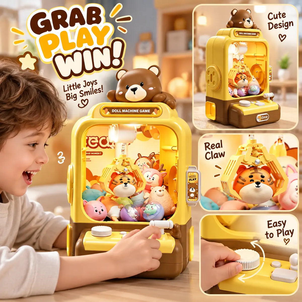 Rabbit Claw Machine – Mini Arcade Doll Game with Lights & Music