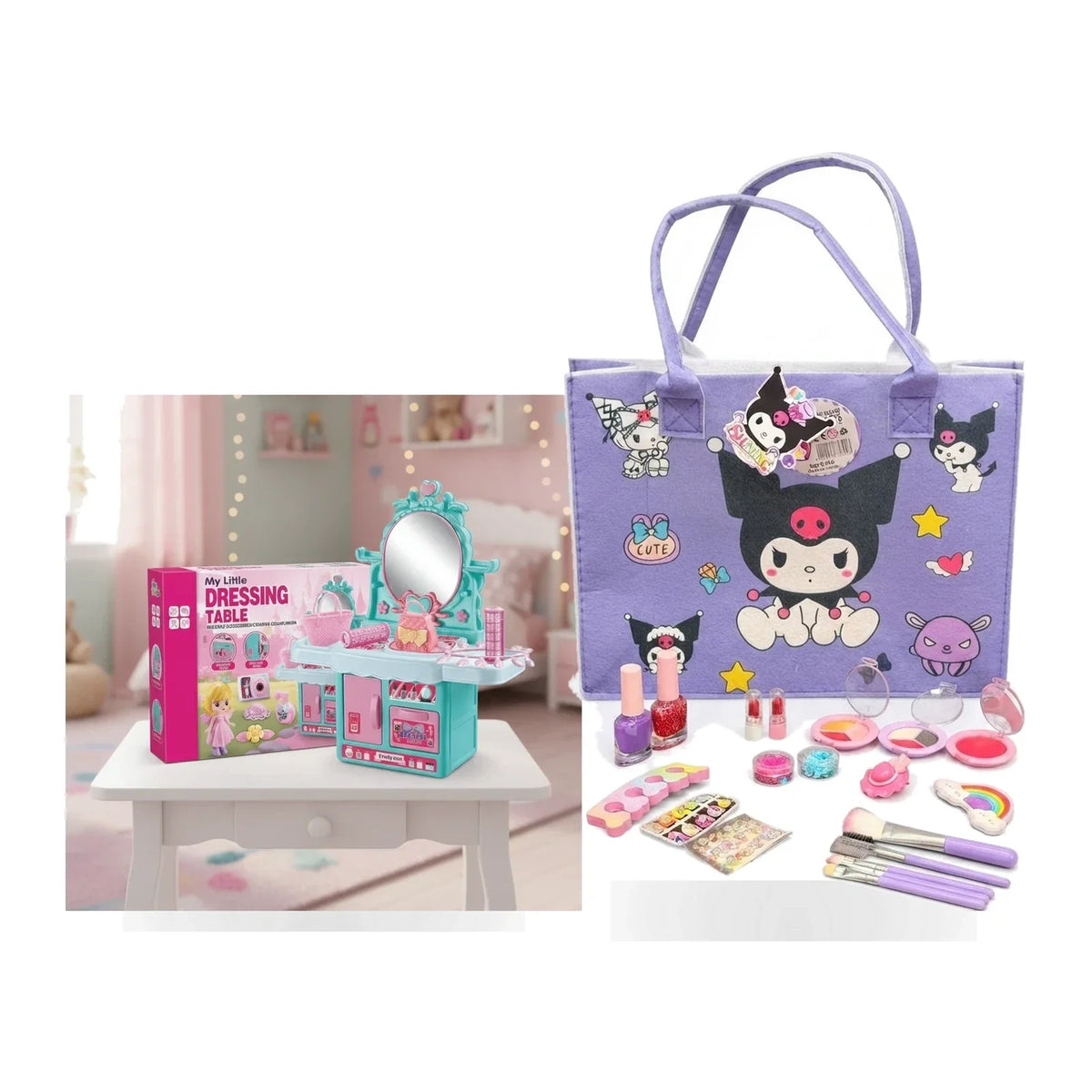 Little Princess Glamour Vanity & Kuromi Makeup Bundle