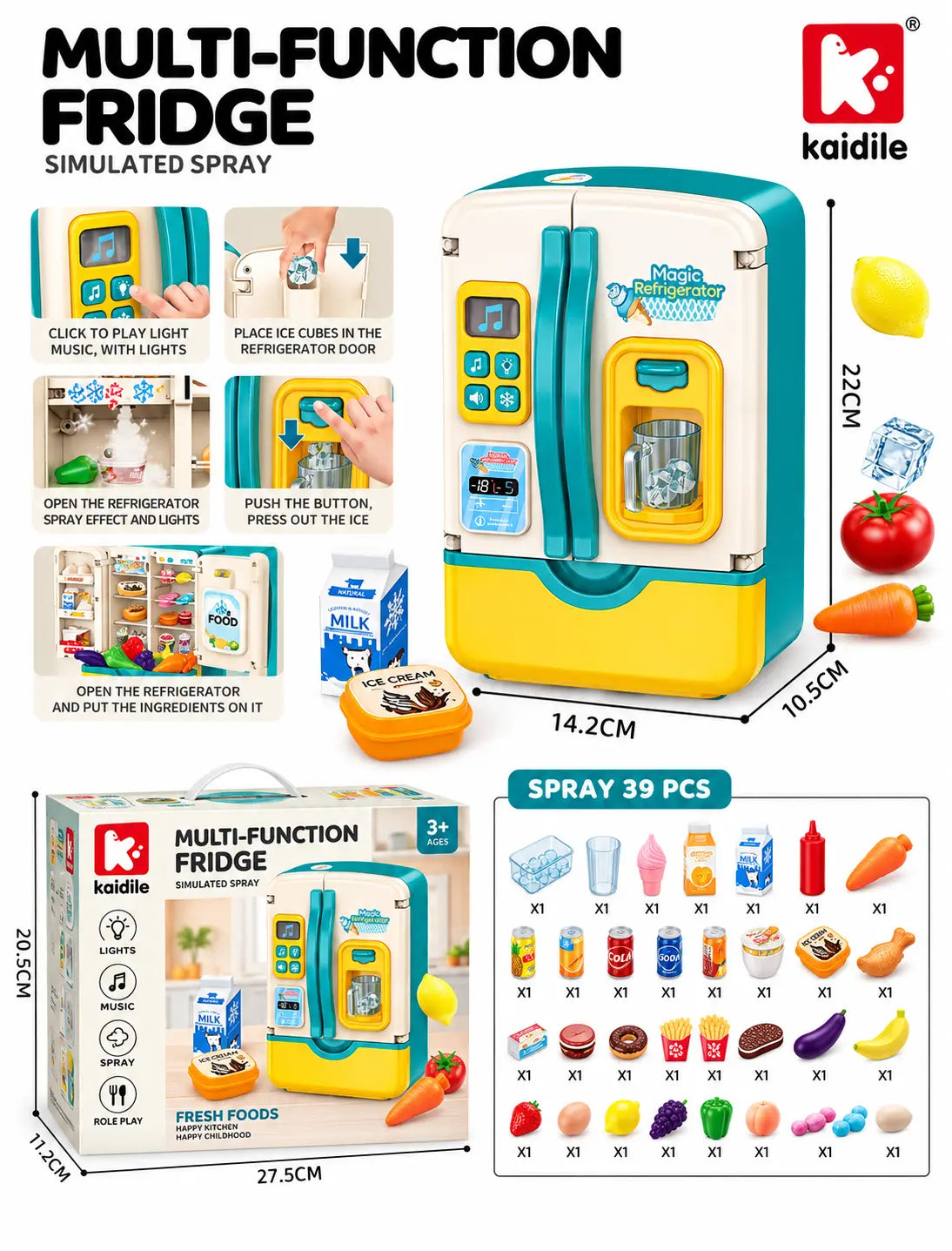 Little Chef Ice Cream Parlour & Smart Refrigerator Playset (3–6 Yrs)